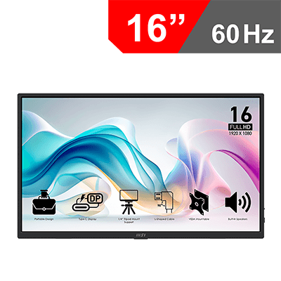 [1920 x 1080] MSI PRO MP165 E6 Portable Monitor